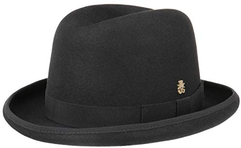 Mayser Homburg Haarfilzhut Zechbauer Homburger Filzhut Musikerhut Damen/Herren - Made in The EU mit Futter, Ripsband Winter Herbst-Winter - 57 cm schwarz