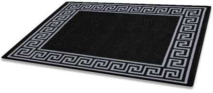 Prime Linens Super Absorbent Door Mat Non Slip - Heavy Duty Washable Doormats Floor Mats For Kitchen Office Chair Front Door Matt Indoor Outdoor | 40 X 60 cm - Greekey Black & Grey