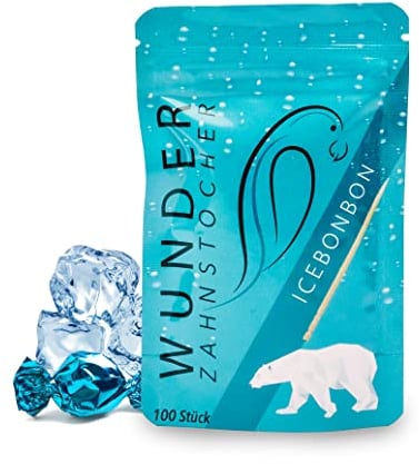 Wunder Zahnstocher - Zahnstocher mit Geschmack - gute Alternative zu Kaugummi - hilft gegen Nägelkauen - frischer Atem mit Aromatisierte Zahnstocher - Zuckerfrei, Vegan (Eisbonbon)