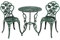 GOPLUS 3tlg. Bistroset, Ø60cm Bistrotisch mit 2 Stühlen, Gartenset Balkonset aus Aluminiumguss, Balkonmöbel Gartenmöbel Set, Sitzgruppe antik für Garten Balkon Hof Terrasse Pool (Grün)