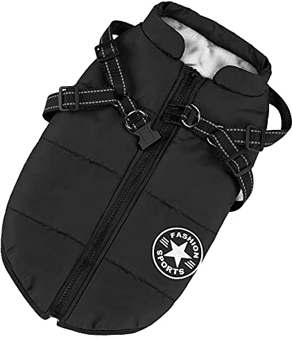Aiboria Hundemantel für den Hundejacken Winddicht Fleece Wintermantel Kleine Hundeweste Winter Warme Hunde Jacke Gepolsterte Haustier Schwarz L