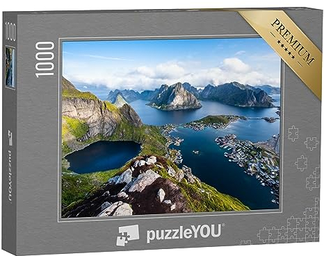 puzzleYOU: Puzzle 1000 Teile „Blick auf atemberaubende Berge der Lofoten, Norwegen“ – aus der Puzzle-Kollektion Norwegen, Skandinavien
