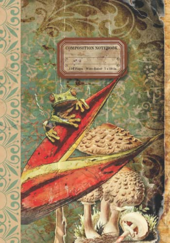 Frog Notebook Aesthetic Vintage Journal Forest Animal Toadstool Composition Notepad: 7x10 Ruled Lines with Antique Illustration Ephemera Paper Victorian Inspired Cottagecore
