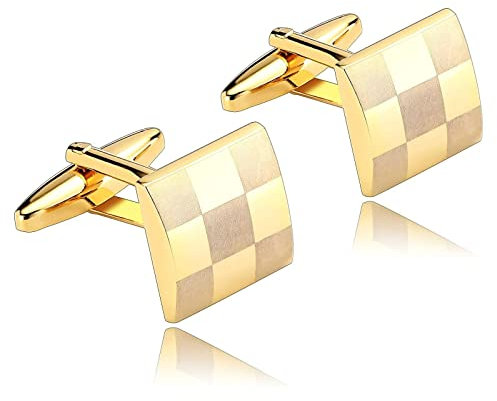 Whoiy Manschettenknöpfe Herren Gold Gravur, Manschettenknöpfe Herren Hochzeit Edelstahl Silber für Männer Kostenlose Gravur mit Geschenkbox