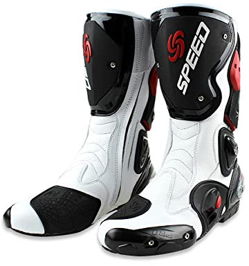 Msport Stivali Moto da Pista Racing Stivali Motocross Professionale Antiscivolo Traspirante Impermeabile - 45EU Bianco
