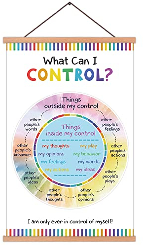 KAIRNE Colorful What can i Control Wandkunst, inspirierendes Zitat mit magnetischem Holzrahmen, 39.7x63.3 cm, Calm Zone Poster, Schulberater, motivierender Kunstdruck für Klassenzimmer, Büro