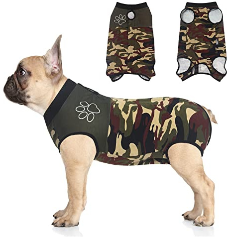 Jiupety Chirurgischer Genesungsanzug für Hunde, verstellbar, Nicht passend für schlanken und Langen Körper, Hundeanzug für chirurgische Genesung, Anti-Lecken chirurgischer Hunde-Einteiler, Camo.