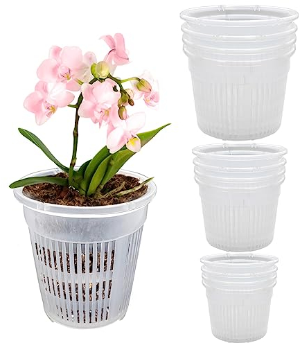 Wensdr Lot de 12 Pots à orchidées Transparents de 11,4 cm, 14 cm et 16 cm pour rempotage en Plastique Respirant pour intérieur et extérieur