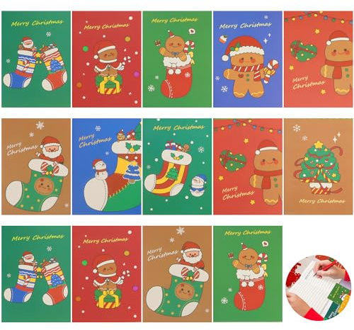 Aohcae 24 Stück Weihnachts Mini Notizblock, Weihnachten Notizblöcke Mini Notizblock Kinder Weihnachten Mini Notizbuch für Kinder Weihnachtsgeschenke, Strumpffüllung, Zufälliger Stil (B)