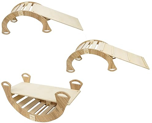 Skyline Kletterbogen Rutsche Baby Kleinkind Kinder ab 1 Jahr indoor Klettern Montessori Klettergerüst Holz Wippe Balancewippe Kletterdreieck Kletterwippe Holzwippe Kletterling Holzbogen L Eichenimitat
