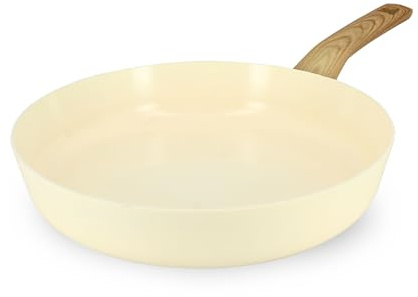 MENASTYL - Pfanne 28 cm mit keramischer Antihaftbeschichtung (PFAS/ohne PTFE), für alle Herdarten, auch Induktion, aus Aluminium – Serie Colorama – Creme – 6020847