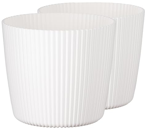 Tymar - Vaso per fiori, coprivaso, 2 pezzi, forma rotonda, bianco, ø 13 cm