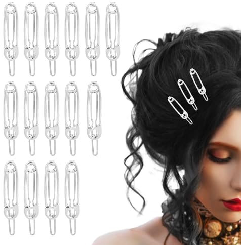 Bewudy Lot de 15 pinces à cheveux gothiques en forme d'épingle à nourrice pour femmes, accessoires à cheveux gothiques pour filles et femmes (argenté)
