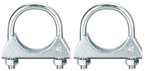 sourcing map Muffler U-Bolt Clamps for 42mm(1-5/8) Diameter Exhaust Tail Pipe, 2pcs Exhaust U Clamp Saddle Type U-Bolt Clamps