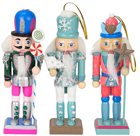 Weihnachten Nussknacker Figur,12cm Weihnachtsdekoration Holz Nussknacker Soldat,3Pcs Nussknacker Figuren Deko,Nussknacker Figur Klein für Weihnachtsdekoration Weihnachtsschmuck Christmas Decorations