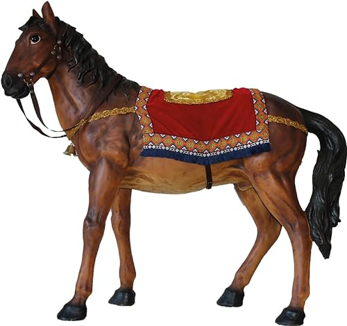 FADEDA Pferd mit Decke/Höhe:45 cm/handbemalt/detailgetreue Krippen Figuren - Weihnachten Tisch Dekoration Krippe Zubehör