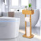 Klopapierhalter Stehend aus Bambus, 4 in 1 Toilettenpapierhalter Stehend mit Feuchttücherbox, WC Rollenhalter Stehend Holz Toilettenpapierhalter mit Ersatzrollenhalter,Toilettenpapier Aufbewahrung