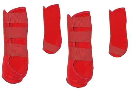 Fonowx 4 Botas de Caballo Protectores de Piernas Delanteras para Caballos Rojo