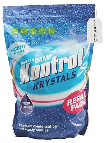 Housold Damp Kontrol Krystals- Combats Condensation, Moisture Absorber Refill Crystals | Prevents Mold and Mildew Growth, Ideal for Home, Car, Bathroom, Wardrobes (500g (Pack of 1))