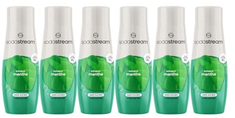 SodaStream Lot de 6 Concentrés Menthe Sans Sucres pour Machine à Eau Pétillante et Soda | Préparez jusqu'à 9 Litres de Sirop de Menthe en Quelques Secondes, 440ml