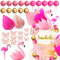 JeVenis 30 PCS Rosa Flamingo Kuchen Topper Luau Kuchen Dekorationen Hawaii Kuchen Topper Strand Kuchen Topper Dekorationen für Geburtstag Baby Dusche Braut Dusche Hochzeit Party