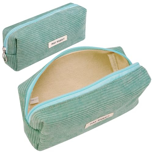 Yamitora Cord Federmäppchen, Große Speicherkapazität Federmäppchen, Kleine Make Up Tasche, Stiftetasche Pencil Case für Schule, Büro, Reisen(Grün)