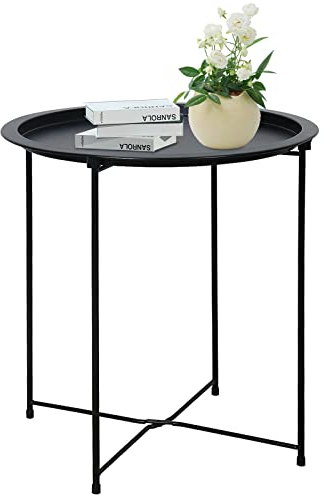Beistelltisch rund, Kleiner Tisch, Couchtisch klein, Couchtisch, Teetisch, Nachttisch,2 Ebenen Beistelltisch Metalltablett Stauraum Snacktisch, Sofatisch für Wohnzimmer Schlafzimmer, Nachttisch modern