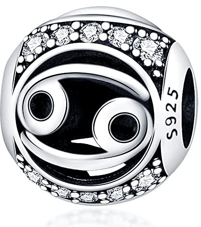 Star Sign Birthday Birth Month Date Horoscope Zodiac Constellation Charm Bead Pendant 925 Sterling Silver Compatible With Pandora Charm Moments Bracelet (Cancer)