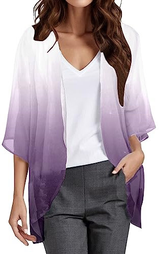 MODSGUE Bolero bianco estivo con blazer corto, giacca estiva da matrimonio, streetwear, da ragazza, da spiaggia, bolero, Lilla, XL