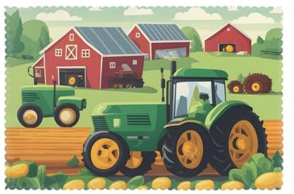 Tischsets für Esstisch, 30,5 x 45,7 cm, für Party, Küche, Esszimmer, Dekoration, waschbar, leicht zu reinigen, Traktor-Bauernhof-Muster, 6 Stück