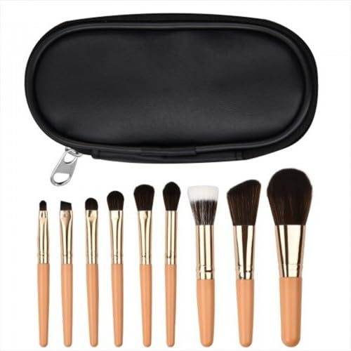 Lot de 9 Pinceaux de Maquillage Portables, Pinceaux Maquillages Professionnel, Pinceaux Maquillages, pour les Voyages ou les Déplacements, Noir