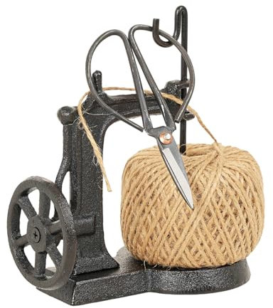 Sungmor Cast Iron Twine Holder and Scissors Set, Vintage Jute Twine Garden String Holder, Decorative Twine Dispenser with Cutter for Crafting, Gardening, Gift Wrapping, Sewing Machine Shape