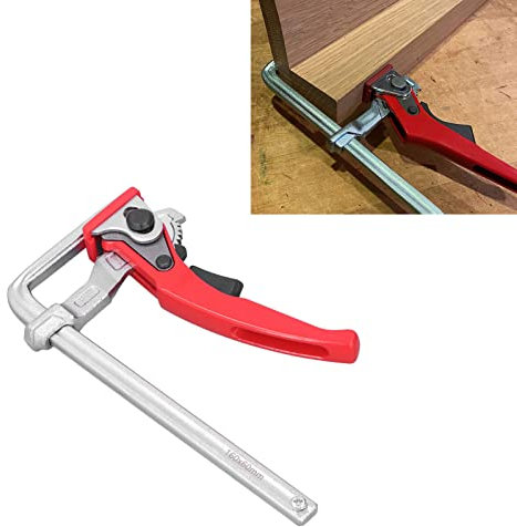 Ratcheting Table Clamp, 540 Lbs Ratchet Guide Rail F Clamp Steel Ratcheting Table Clamp Quick Screw Rail Clamp for Woodworking, Metalworking