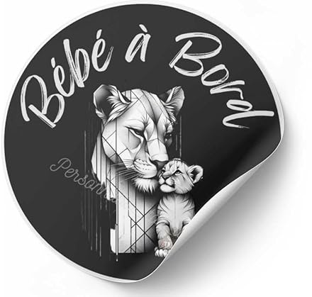 Autocollant de Voiture Bébé à bord, stickers bébé à bord avec lions pour voiture, décoration véhicule bébé lionceau