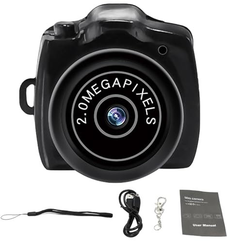 1 mini portachiavi per fotocamera, mini fotocamera digitale, mini fotocamera digitale, portachiavi (nero)