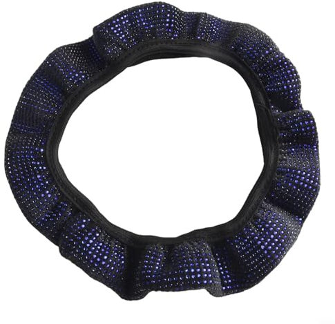 Luxus Strass Auto Lenkradbezug Schwarz Plüsch mit Blau Bling 14 5 15 Durchmesser