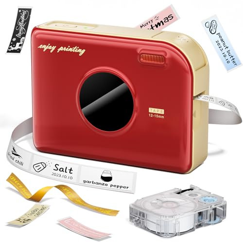 Phomemo A30 Etikettendrucker, Tragbares Beschriftungsgerät Bluetooth, Etikettiergerät Selbstklebend Kompatibel with Phone & PC, Thermotransfer-Labeldrucker für Zuhause,Weinlese-Rot