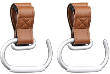 Vihir Kinderwagen Haken für Taschen, Groß Kinderwagenhaken Universelle, Taschenhaken, Kinderwagen Zubehör, PU Leder+Aluminium Legierung+Silikon Anti Rutsch Schutzhülle