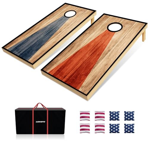 Cornhole Spiel Verordnung Größe 90x60cm Massivholz Sackloch Spiel Set mit 2 Corn Hole Boards, 8 Sitzsack und 1 Tragetasche Cornhole Spiel für Draußen Strand Erwachsene Wettbewerbe Wurfspiel Corn Hole
