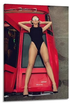 XFUHB Supercar Poster De Tomaso Mangusta Hot Girl, dekoratives Gemälde, Leinwand, Wandposter und Kunstdruck, moderne Familienschlafzimmer-Dekoration, Poster, 60 x 90 cm