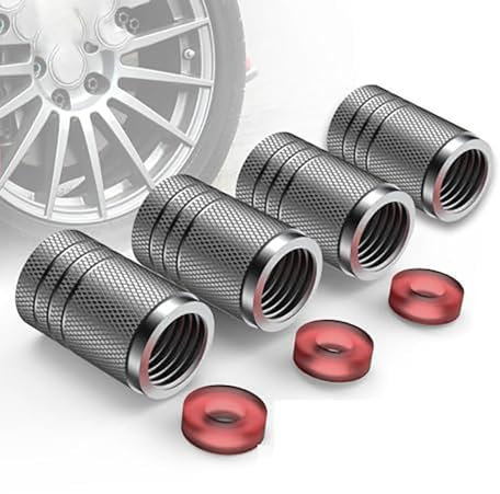 ARZARF 4 Stück Reifen Ventilkappen,für Nissan Micra Pulsar Qashqai 2014-2018 Autoreifen Ventilkappen stabilen Reifendruck Autoventil Kappe mit Gummiring Dichtung,D