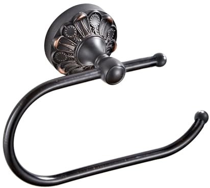 Celbon Oil Matte Black Toilet Paper Holder Wall Mounted 18.5cm/7.28'' Antique Brass Tissue and Towel holder for Bathroom or Kitchen Room Vintage Design