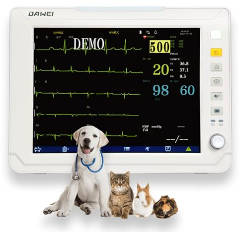 12.1-inch Display PET Vet Patient Monitor Multi 6 Parameter ICU Machine Veterinary ECG, SPO2, HR, NIBP, RESP, Temp for Cat, Dog, Mouse, Animals use