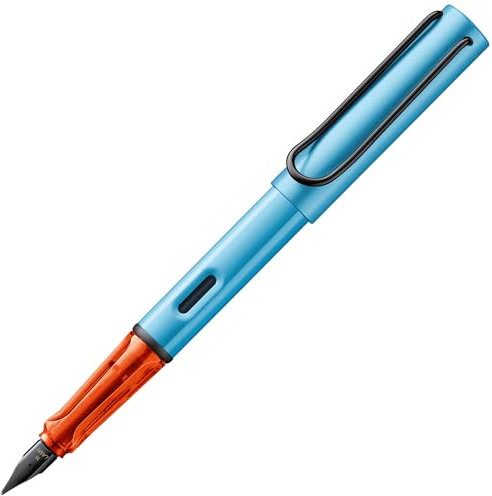 Lamy AL-star denim Füller – Füllhalter mit ergonomischem Griff & polierter Stahlfeder in Strichbreite EF – leichtes Aluminiumgehäuse – inkl. Tintenpatrone T 10 blau – Rechtshänder