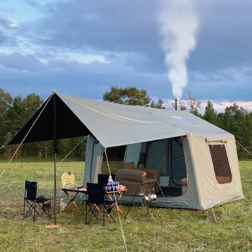 TentHome Aufblasbares Zelt mit Pumpe und abnehmbarem Vorzelt Familien-Kabinenzelt Luxus Luftzelt Wasserdicht Campingzelt Groß Hauszelt Stehhöhe für 2-3 Person schnell aufzubauen Grün
