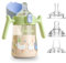 Qshare 3 in 1 Sippy Cup for Baby, Toddler Drinks Water Bottles Trainer Cup with Handles for Babies 6 12 Months(One Cup with 3 Nipples) (Green)
