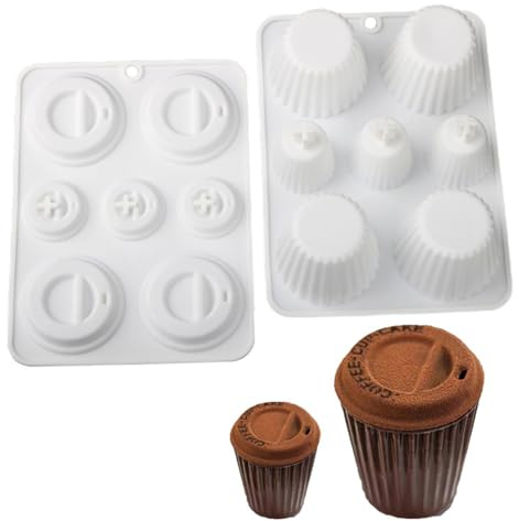 G.G.W Coffee Cup Mould Mousse+Chocolate Moulds 2pcs 2xSize 1.7x1.4, 2.3x2.3 Cake Moulds