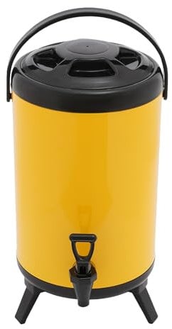 DJOAIUYF Dispenser isolato per bevande, contenitore isolante da 10 l, dispenser per bevande fredde da 4 a 8 ore, in acciaio inox 110 ℃, con rubinetto a molla. Caraffa isolata, 24 x 33 cm (giallo)