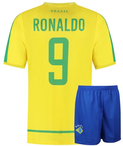 Brazilien Fußball Trikot Set Heim - WM 2002 - Kinder und Erwachsene - Jungen - Herren - Sportsachen - Geschenke - Sport t Shirt - Sportbekleidung