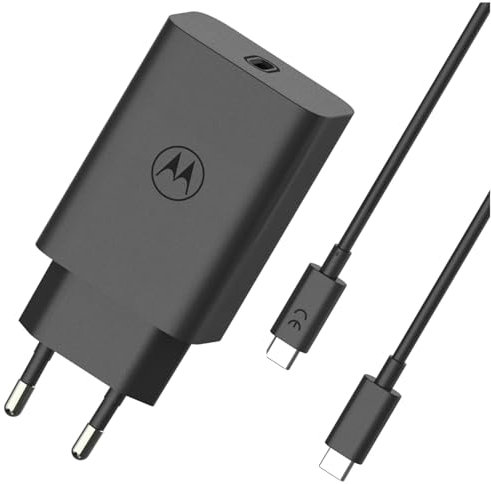 Audiosystem Carica Batterie Rapido Originale Motorola 68W per Moto Edge 60 / Edge 60 Pro/Edge 60 Fusion/edge 60 Ultra Con Cavo 100cm USB Type C Turbo Power MC-682 Caricatore Blister Nero